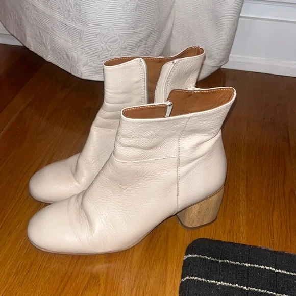 Cream top leather boots